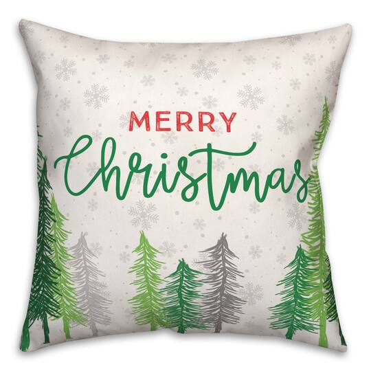 Merry Christmas Forest Square Throw Pillow